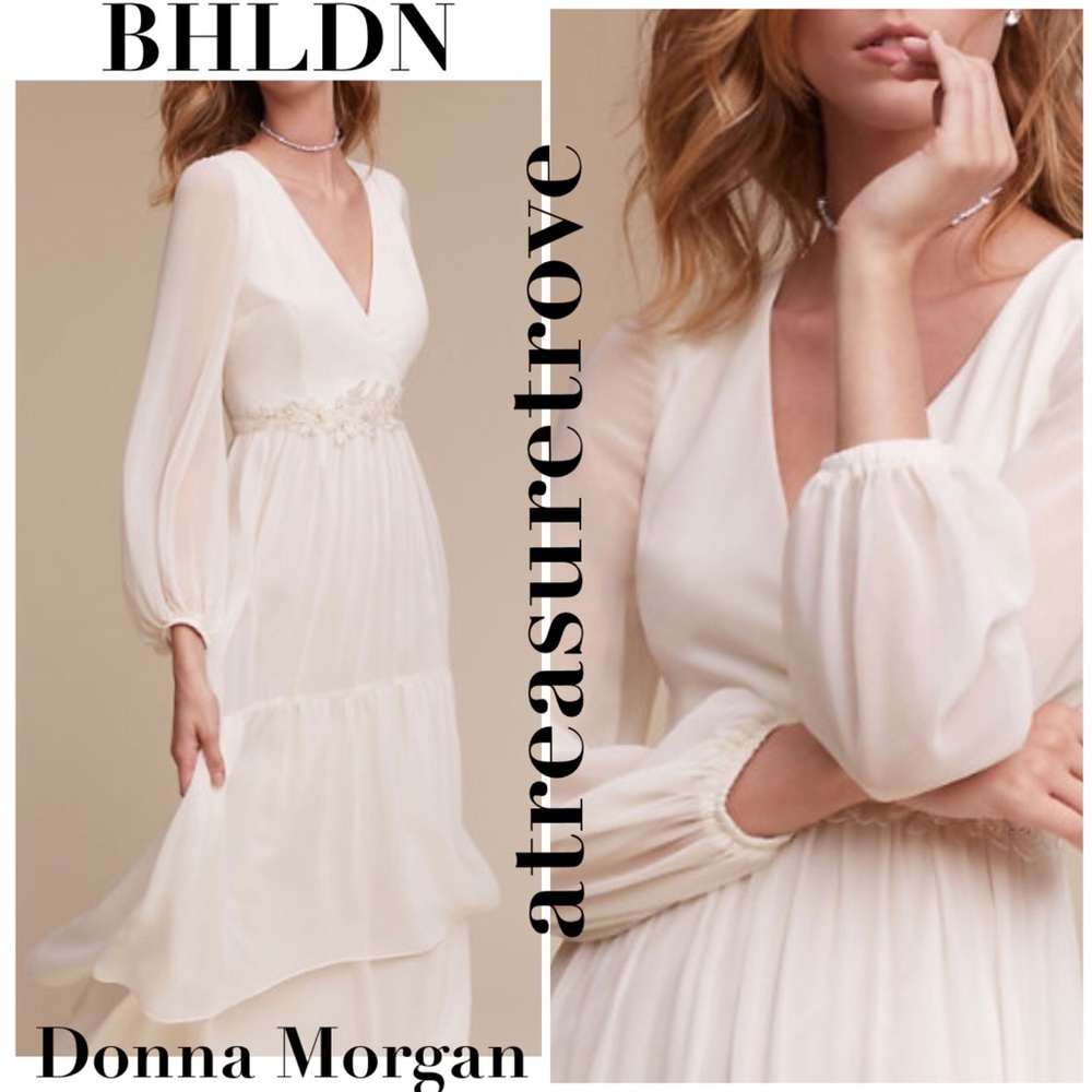 New Donna Morgan x BHLDN Quince 4, 8, 10 Off White Chiffon Bridal Maxi Dress